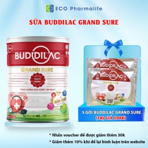 Sữa Buddilac Grand Sure hộp 900g tăng cường sức khỏe tim mạch