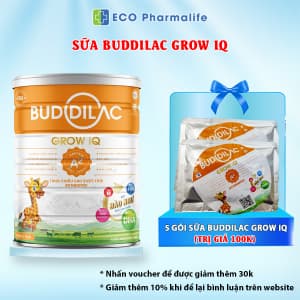 Sữa Buddilac Grow IQ hộp 900g phát triển trí não và chiều cao cho trẻ