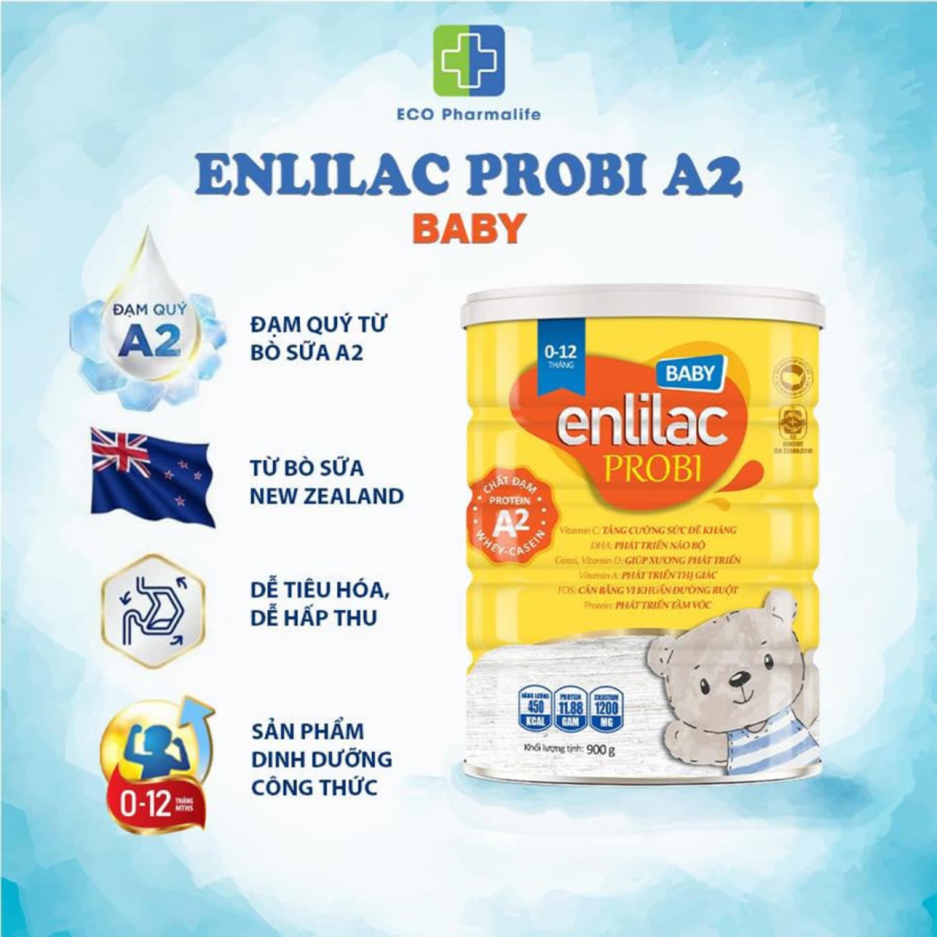 Enlilac A2 Baby – Top sữa việt nam tốt cho trẻ 6-12 tháng