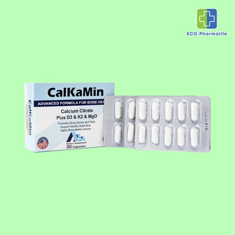 Viên uống calkamin giúp bổ sung canxi, vitamin D3 k2